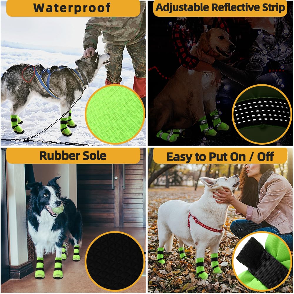 Dog Shoes For Hot Pavement Anti-Slip Dog Boots & Paw Protectors For Winter Snowy Day Summer Dog Snow Boots Waterproof Dog Shoes